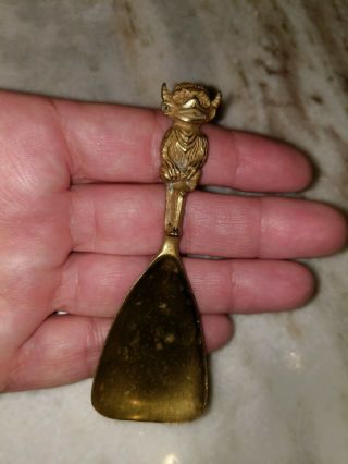 Vintage Antique Numbered Brass Lincoln Imp Devil Spoon English