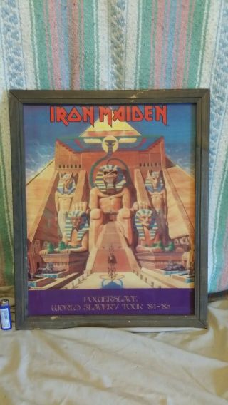 Iron Maiden 1985 Powerslave Carnival Glass Poster Picture Very Rare