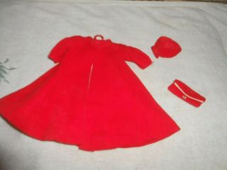 Barbie 1962 Vintage Red Velvet Swing Coat W/hat And Clutch