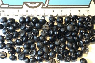 100 Antique Round Black Shoe Buttons With Metal Shank 1/4” - 5/8”