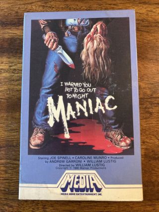 Maniac 1981 Horror Beta Not Vhs Media Joe Spinell Rare 1st Print Slasher Gore