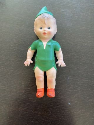 Vintage Sun Rubber Co Squeaker Toy Doll Peter Pan Walt Disney