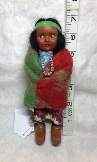 6.  5” Vintage Antique Skookums Indian Native American Child Beads Sa