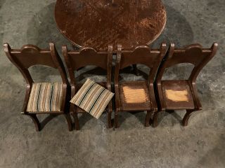 Vintage Wooden Doll Dining Room Table And Chairs 2