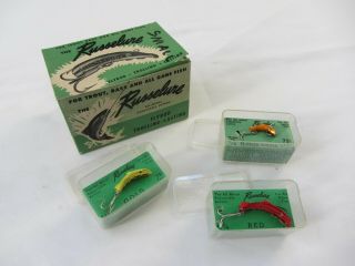 Vintage Retailer Box Of Russellure Fly Rod Lures Qty 3 Nib