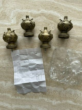 4 Decorative Antiqueish Curtain Rod Finials Up To 2” Pole Antique Gold Finish