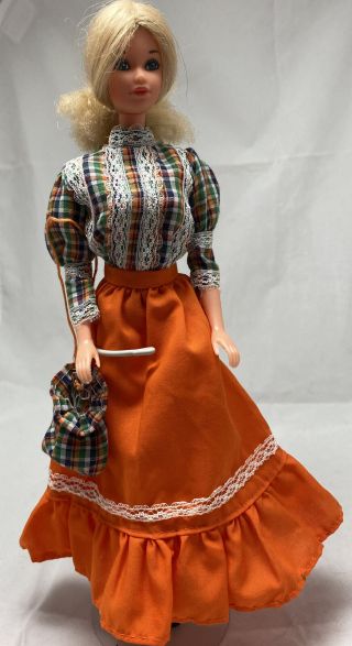 Vintage Barbie Mini - Mod Shillman Clone Orange Skirt Plaid Blouse And Purse