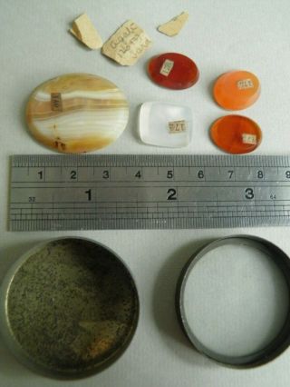 Antique/vintage Agate Samples In Collectors Tin / C1920 