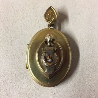 Antique Victorian Gold Tone Large Locket Pendant