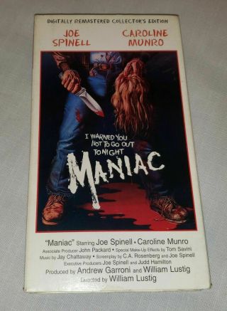 Maniac Vhs Collectors Edition Joe Spinell Horror Tom Savini Slasher Film,  Rare