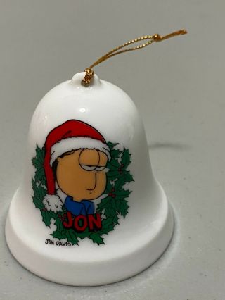 Vintage Rare Enesco " Jon " From Garfield Christmas Bell Ornament Euc