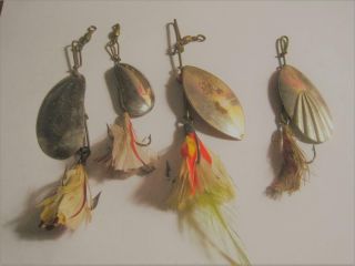 Four Vintage Spinner Baits One Hendryx N0 6 Fluted 3 With No Makers Marks