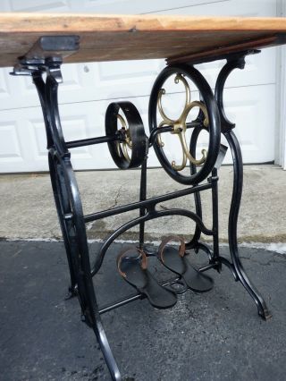 Rare Antique Wheeler Wilson Sewing Machine Cast Iron Base Stand Table