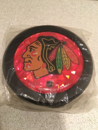 Rare Red Prism Official Nhl Hockey Game Puck Chicago Blackhawks