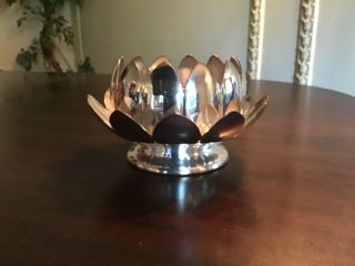 Vintage Reed And Barton Lotus Flower Bowl Candle Holder 3 Piece Silver Plate