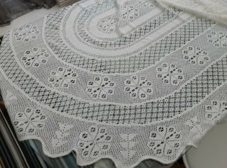 Large Vintage White Cotton Spanish Lace Tablecloth - 82 " X 54 "