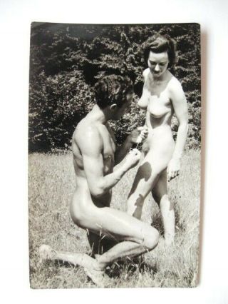 Rare Vintage Nude Nudist Photo Modern Nature Outdoor 1940 - 1950
