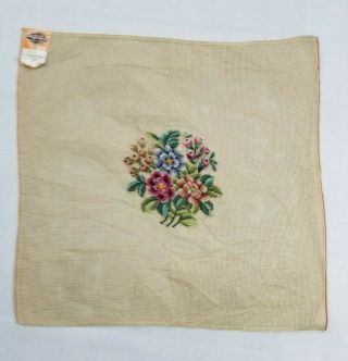 Vintage Needlework Tapestry Hand Stitched Flower Chair Or Cushion Cover 59x57cm