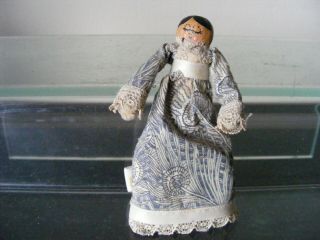 Vintage Sewing Hand Made - Liberty Of London Lavender Bag Miniature Peg Doll