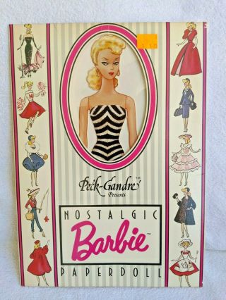 Peck Grande Vintage Blonde Barbie Paper Doll With Clothes Uncut Rare