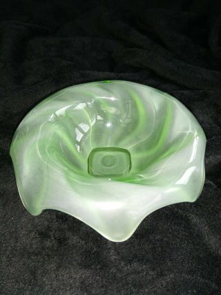 Bagley Art Deco Frosted Green Glass Bon Bon Dish