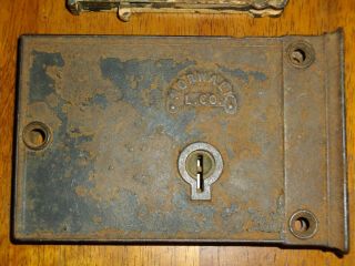2 antique door locks brass and cast iron 1800 ' s? 3