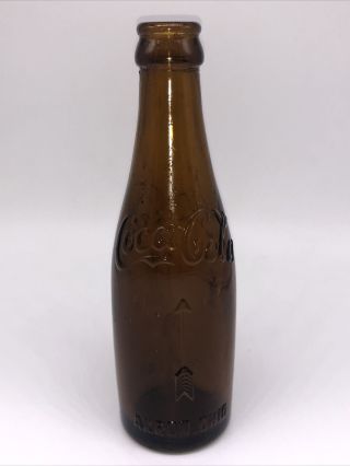 Rare Antique Brown Amber Coke Coca Cola Bottle Akron Ohio 7 Oz 8 " Arrow Up 18n 2