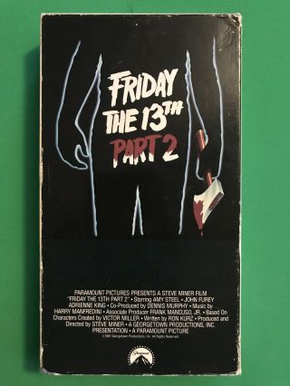 Friday The 13th Part Ii Jason Vorhees Vhs Oop Video Rare Horror 2
