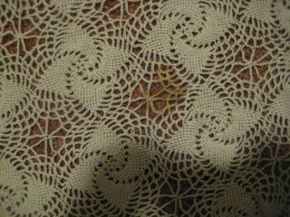 Vintage Crocheted Ecru Lace Tablecloth or Bedspread by my Gram in 1960 2