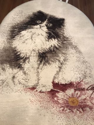Rare Vintage Biederlack Acrylic Velour Kitty Kitten Cat Blanket 63x82