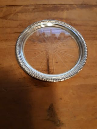 Sterling Silver And Glass 5 Inch Coaster