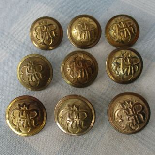 Set Of 9 Gar,  Grand Army Of The Republic Brass Buttons