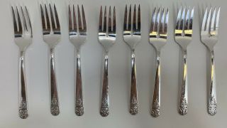 8 Vntg Oneida Wm.  A.  Rogers Silverplate Margate Arcadia Salad Forks