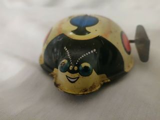 Rare Vintage Made In Japan Tin Wind Up Toy Yellow Ladybug.  Good Color.  Eco Ship.