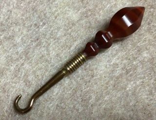 Lovely Victorian Carved Agate Glove Button Hook
