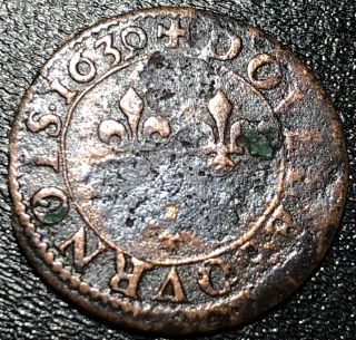 1639 France Double Tournois King Louis Xiii Rare French Medieval Coin 1