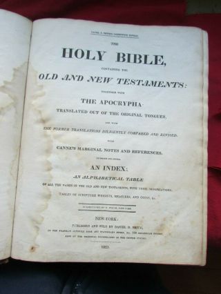 Rare 1823 " The Holy Bible:old And Testaments,  Apocrypha ",  Own Sherwood Family