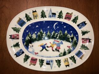 Rare Vintage Nikko Winter Wonderland Oval Platter 14 Inch Deb Mores
