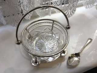 Antique Victorian Roberts & Belk Silver Plated And Glass Preserve Dish