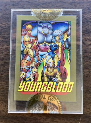 Rare Wizard Press Gold Youngblood Card 0 1992 W Seal (rob Liefeld)