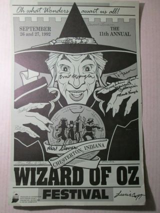 Rare Wizard Of Oz Festival Poster Signed By Nine (9) Of The Munchkins From Film
