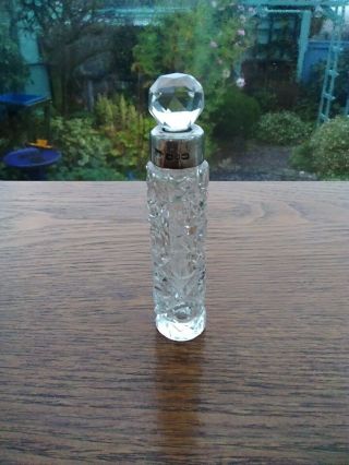 Vintage,  Silver Collared,  Cut Glass Scent Bottle,  Hallmarked Birmingham 1912 (?)