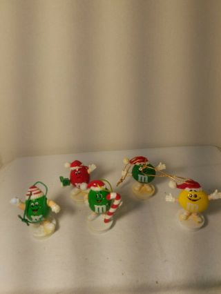 M&m Christmas Candy Cane Topper Decorations Vintage Set Of 5 Rare