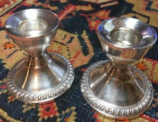 Vintage Pair Sterling Candle Holders,  Weighted; 2.  5 " X2.  5 " Scratch And Dent