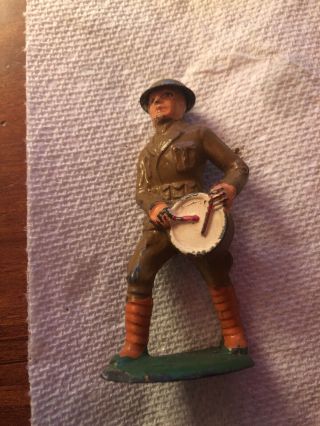 Antique Barclay Manoil Lead Soldier Wwi Marching Band Playing Drum