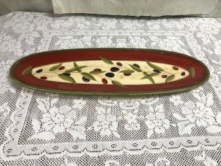 Clay Art - Antique Olive - Oval Serving Platter - 20 Inches - Hand Painted