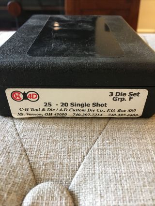 Rare Ch 4d 25 - 20 Single Shot 3 Die Reloading Set Not Wcf W Rcbs Shellholder