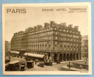 1915 Paris Grand Hotel Terminus Saint Lazare 8 Pages Brochure & Map Rare