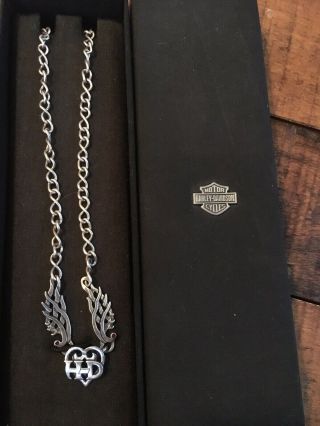 Extremely Rare Harley - Davidson Sterling Silver.  925 Mod Necklace Heart Hd