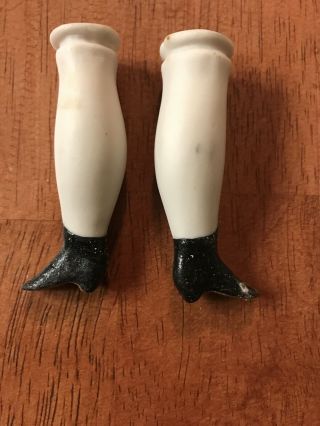 Vintage Porcelain Bisque Boudoir Doll Legs 2 1/4” Heel Shoe Parts Restore Repair